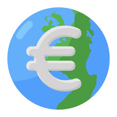 
Euro icon, flat vector of european money
