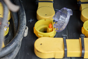 Electric forklift battery in factory