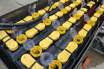Electric forklift battery in factory