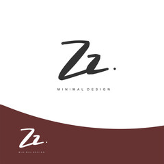 ZZ Initial handwriting or handwritten logo for identity. Logo with signature and hand drawn style.