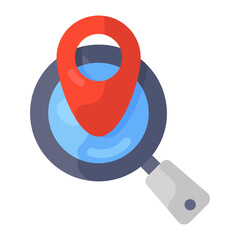 
Magnifier on a location pin, editable flat vector of search location  
