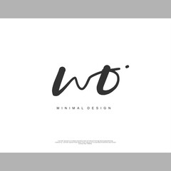 WO Initial handwriting or handwritten logo for identity. Logo with signature and hand drawn style.