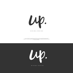 UP Initial handwriting or handwritten logo for identity. Logo with signature and hand drawn style.