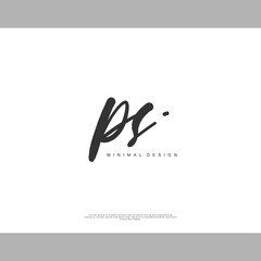 PS Initial handwriting or handwritten logo for identity. Logo with signature and hand drawn style.