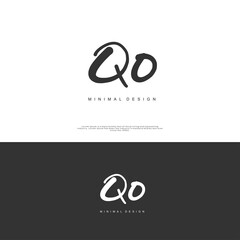 QO Initial handwriting or handwritten logo for identity. Logo with signature and hand drawn style.