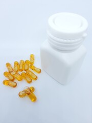 Fish oil omega 3 with white bottle