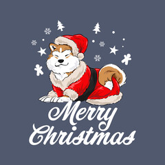 Fototapeta na wymiar Christmas Vector Dog Akita Illustration