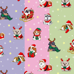 Christmas Vector Dog Pattern Illustration