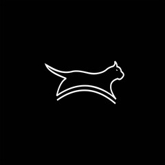  jumping cat logo design , cat line logo 