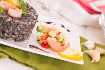 Squid ink risotto. 