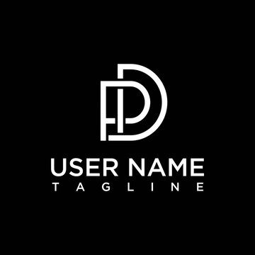 letter pd logo concept, unique combination, creative, white color on black background , letter pd logo design icon vector image