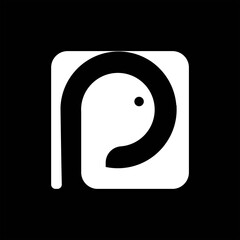 letter P logo concept combination with unique elephant shape, creative