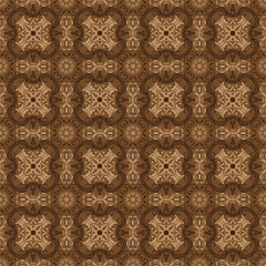 Unique motifs design on Pekalongan batik with dark brown color concept.