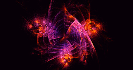 3D rendering abstract multicolor fractal light background