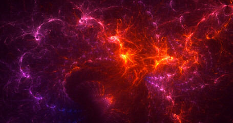 3D rendering abstract multicolor fractal light background