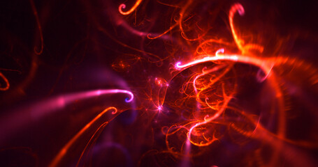 3D rendering abstract multicolor fractal light background