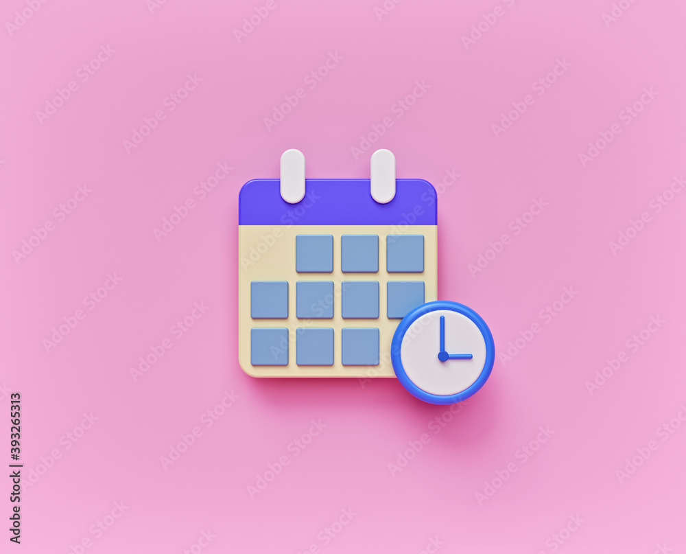 Fototapete calendar schedule icon symbol isolated. minimal style design. 3d rendering