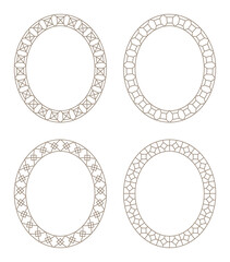 Set of oval frames with geometric pattern