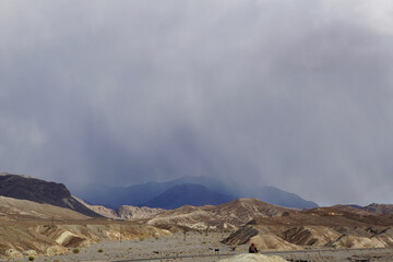 Storm clouds over Zabriskie Point at Death Valley National Park