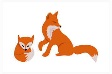 Doodle fox icon isolated on white. Animal cartoon. Vector stock illustration. EPS 10