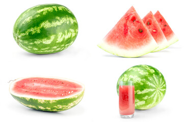 Set of Fresh watermelon isolated on a white background