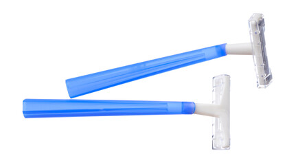 Set of disposable shaver razors isolated on white background