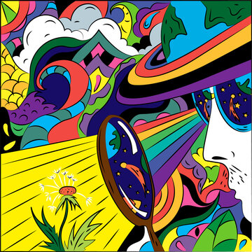 Bright abstract illustration on a free theme. Surreal Fantasy Vector Graphics.