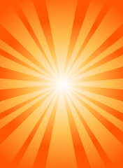 Sunlight rays shine background. Orange color burst background. Vector illustration.
