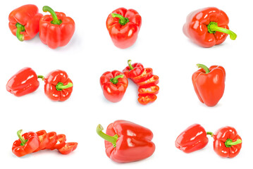 Collage of paprika over a white background