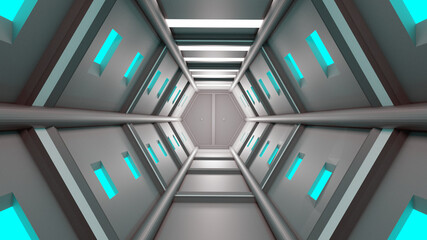Obraz premium 3d rendering tunnel High tech technology sci-fi Abstract background