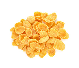 Corn flakes isolated on white. Top view