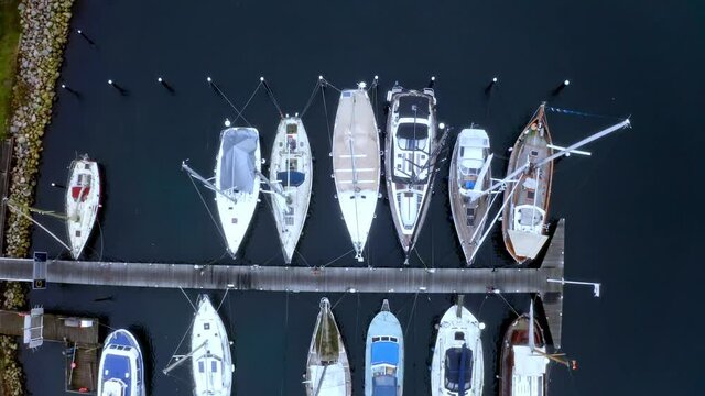 Drone flight over a port  top view, Germany