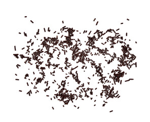 chocolate sprinkles isolated on white background, top view