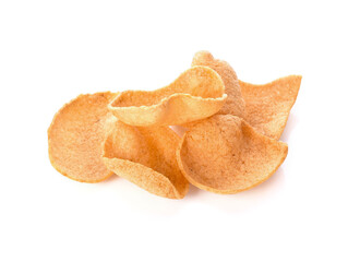 Traditional Thai snack, Rice cracker mix fish meat on white background