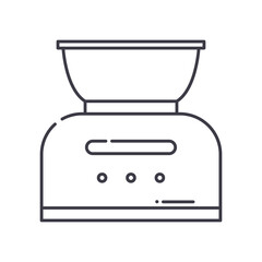 Kitchen weighting scales icon, linear isolated illustration, thin line vector, web design sign, outline concept symbol with editable stroke on white background.