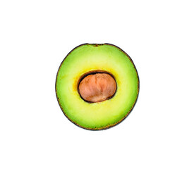 Avocado isolated on a white background. Top view