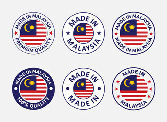 made in Malaysia labels set, product emblem of Malaysia