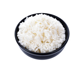 Rice in a bowl on a white background