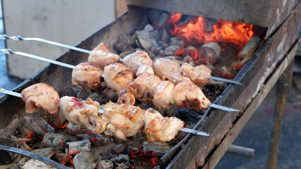 shish kebab on coals