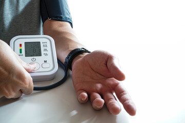 Middle-aged male patients with bp, heart rate, digital pulse monitoring device for elderly medical...