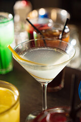 different kinds of cocktails in the bar