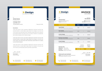 Corporate business letterhead and invoice template, Business Branding identity design template