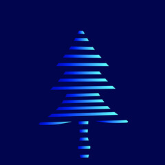 Christmas tree line art colorful logo design. Abstract vector illustration. 
