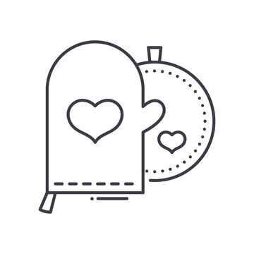 recommend clip art: Kitchen potholder glove icon, linear isolated illustration, thin line vector, web design sign, outline concept symbol with editable stroke on white background.