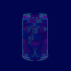 Can softdrink line art colorful logo design. Abstract vector illustration. New graphic style