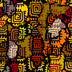 Seamless background pattern. Abstract ethnic tribal patternin patchwork style. Vector image