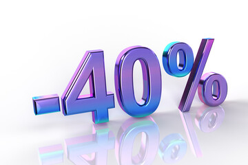 40 percent discount number in chrome violet and pink color.