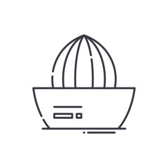 Kitchen orange juicer icon, linear isolated illustration, thin line vector, web design sign, outline concept symbol with editable stroke on white background.