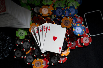 Poker cards at the casino