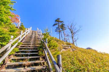 秋の大台ヶ原　日出ヶ岳へと続く登山道　奈良県　Mt.Oodaigahara Trail leading...